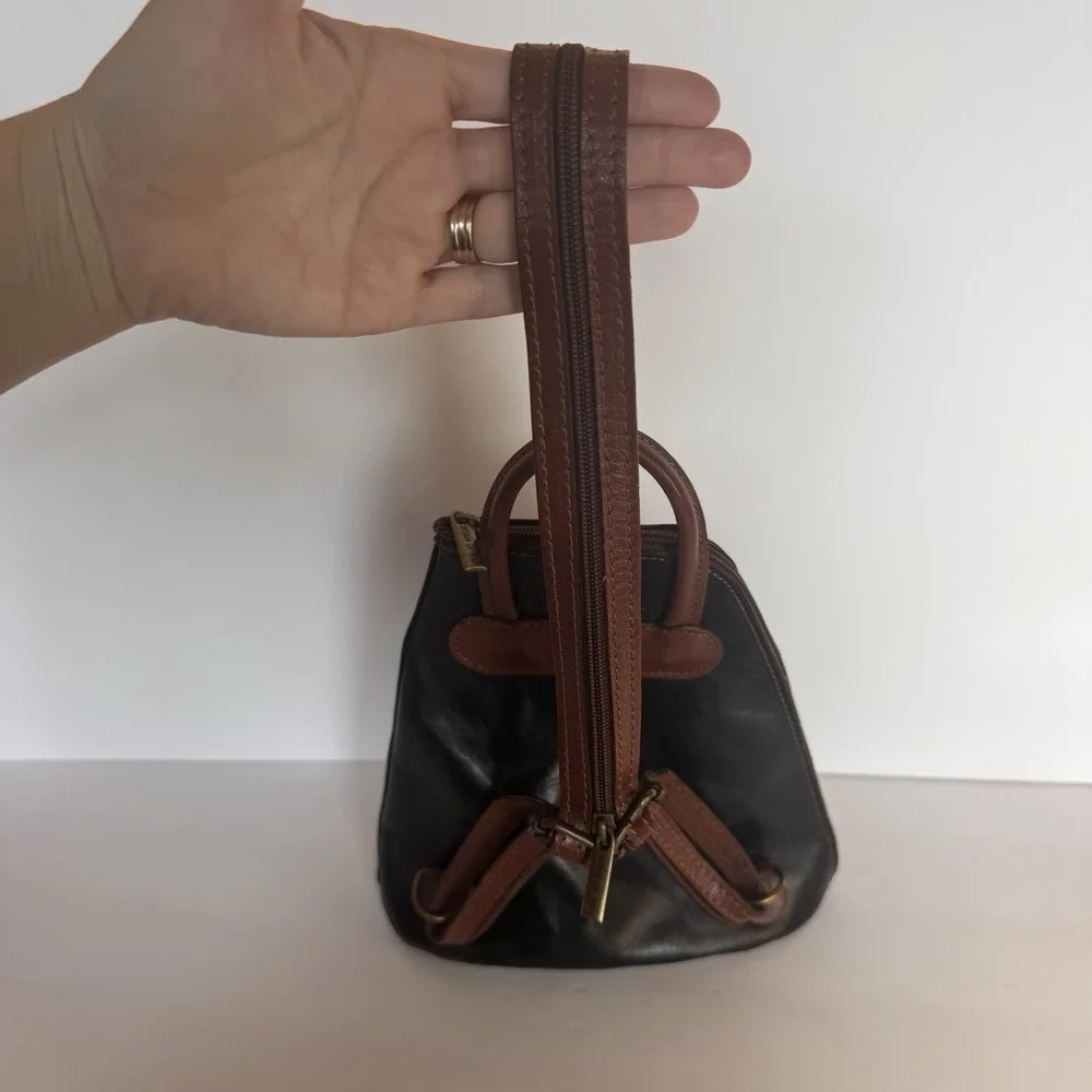 Italian Genuine Leather Top Handle Backpack Purse Brown Shoulder Bag Handbag